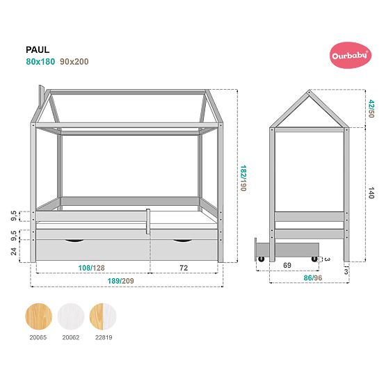 Lit enfant cabane Paul - blanc