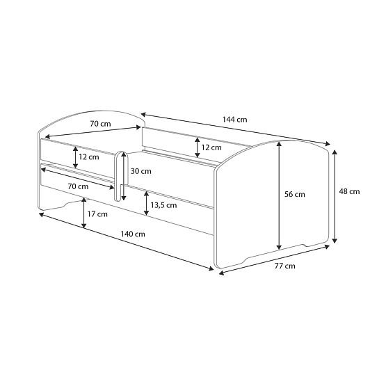 Lit enfant MAX avec tiroir et barrière 140x70