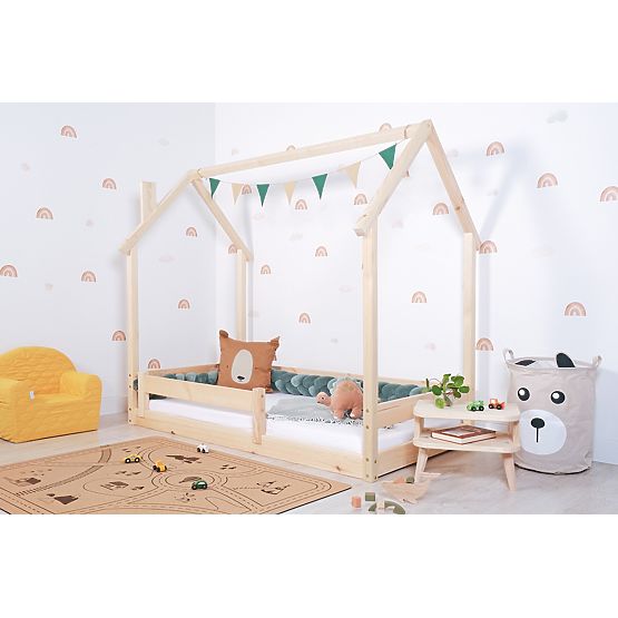Lit enfant Montessori maison avec cheminée - laqué