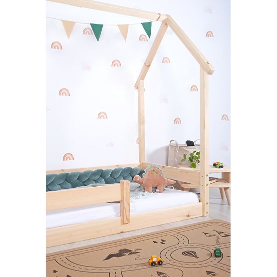 Lit enfant Montessori maison avec cheminée - laqué