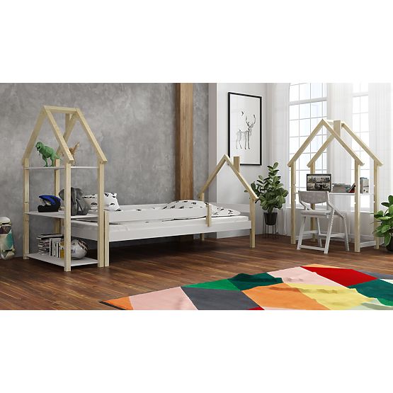 Lit maison pour enfant Ollie SCANDI - blanc-naturel