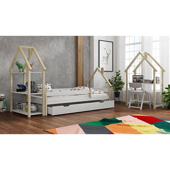 Lit maison pour enfant Ollie SCANDI - blanc-naturel
