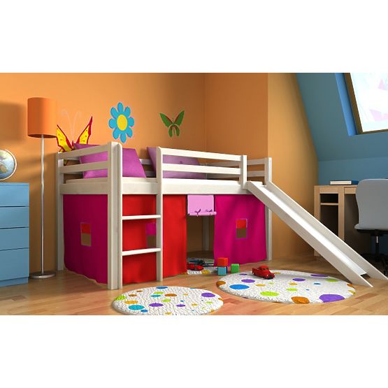 Lit superposée pour enfants Ourbaby Modo avec toboggan - blanc