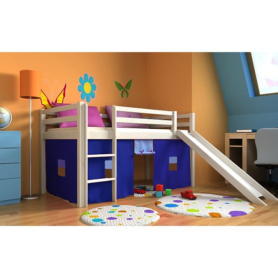 Lit superposée pour enfants Ourbaby Modo avec toboggan - blanc