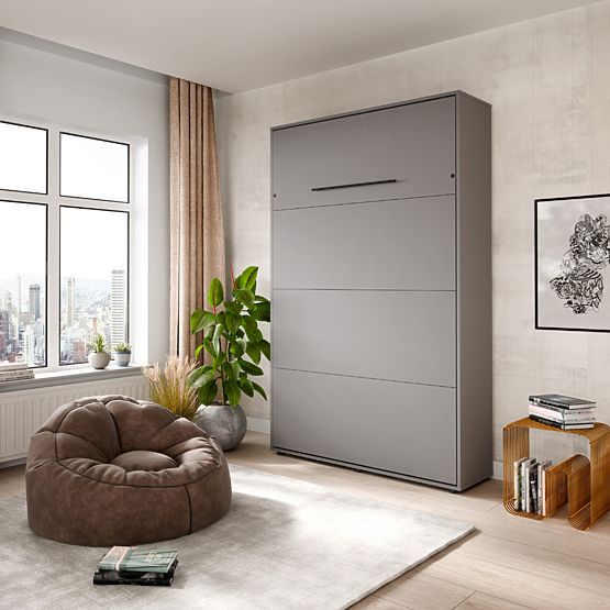 Lit escamotable KOBI VERTO 120x200 Gris 1 pièce