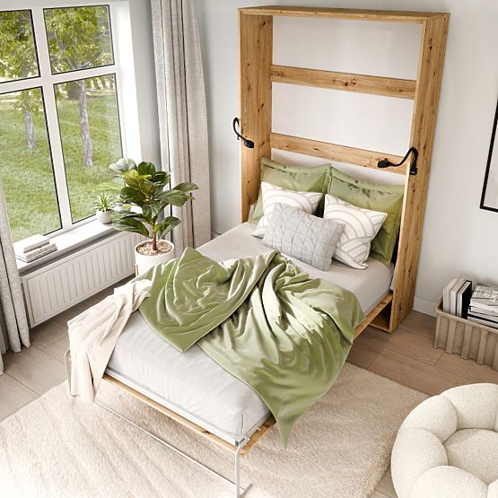 Lit escamotable KOBI VERTO 160x200 Chêne Artisan 1 pièce