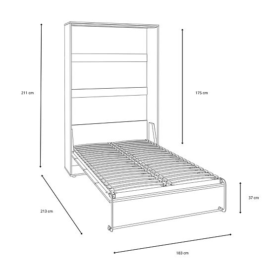 Lit escamotable KOBI VERTO 160x200 Gris 1 pièce
