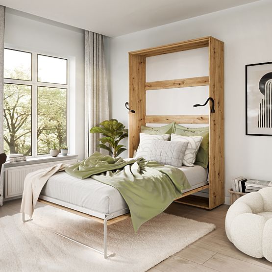 Lit escamotable KOBI VERTO 90x200 Chêne Artisan 1 pièce