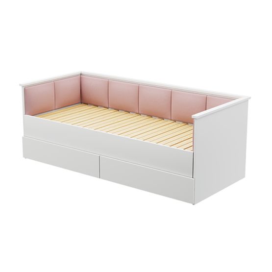 Lit gigogne HELIOS avec panneaux rembourrés rose 200x80/200x160