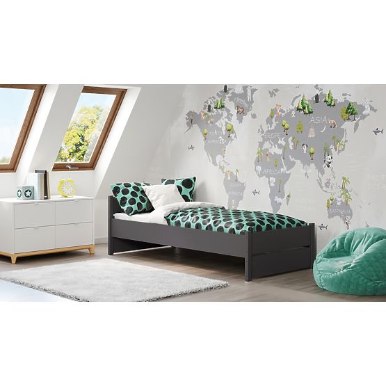 Lit MARCEL 200x90 gris avec tiroir