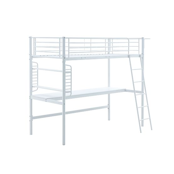 Lit mezzanine DOLCE avec bureau et organisateur, blanc (3p=1ks)