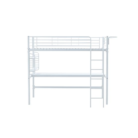 Lit mezzanine DOLCE avec bureau et organisateur, blanc (3p=1ks)