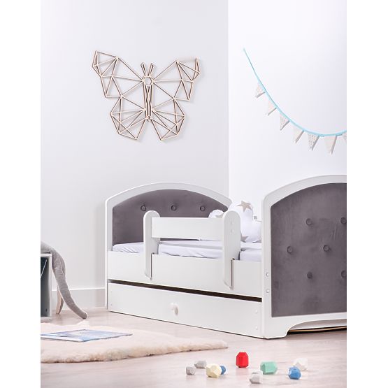 Lit pour enfant rembourré Luna avec barrière - gris foncé