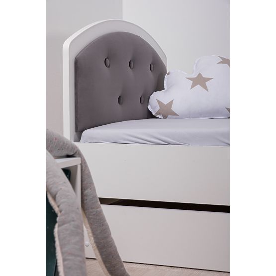 Lit pour enfant rembourré Luna avec barrière - gris foncé