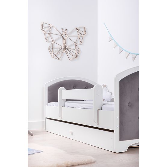 Lit pour enfant rembourré Luna avec barrière - gris foncé