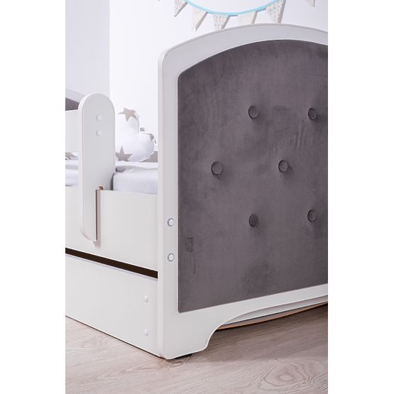 Lit pour enfant rembourré Luna avec barrière - gris foncé