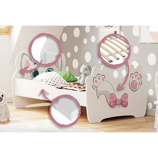 Lit simple Pink Cat 140x70 avec matelas