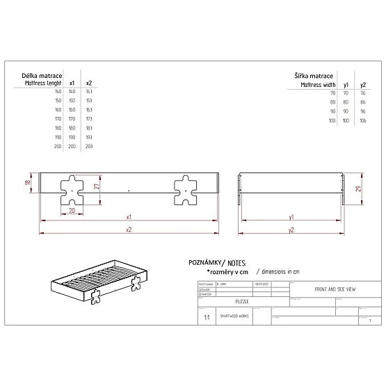 Lit universel Puzzle avec barrière - noir