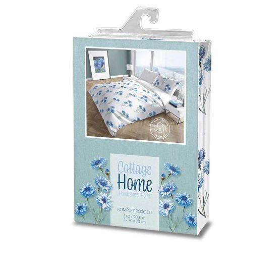 Housse de couette en coton Bleuets bleus 140x200cm + 70x90cm