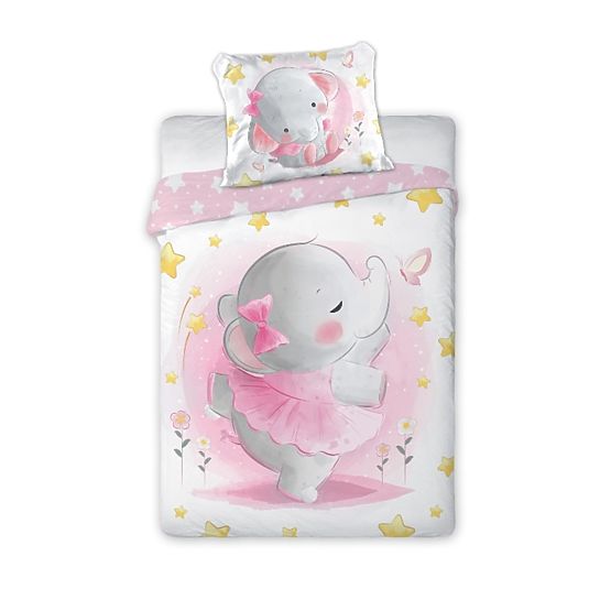 Literie enfant 135x100 + 60x40 cm Éléphant rose