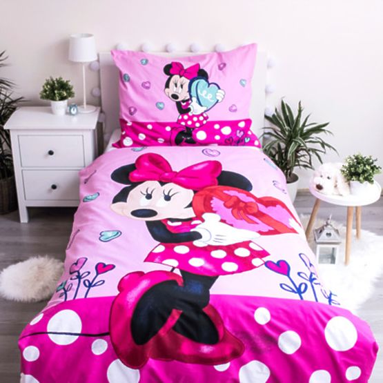 Literie enfant 140 x 200 cm + 70 x 90 cm coeurs Minnie