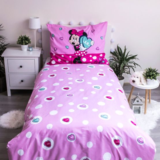Literie enfant 140 x 200 cm + 70 x 90 cm coeurs Minnie