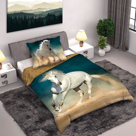 Literie enfant 140x200 cm + 70x90 cm Cheval blanc