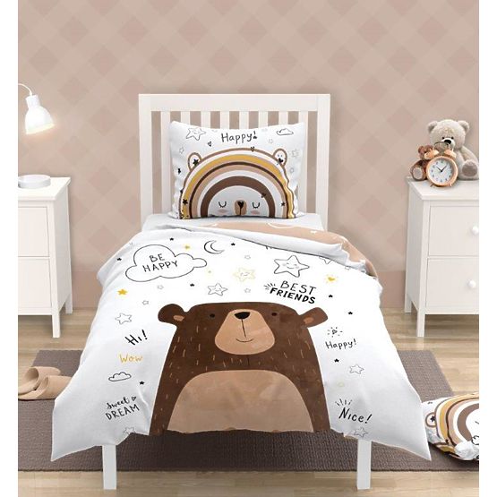 Literie enfant 140x200 cm + Ours en peluche 70x90 cm