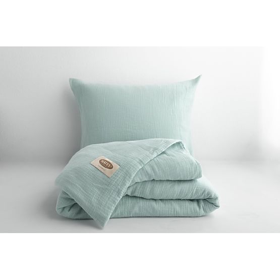 Literie mousseline 140x200 cm + 70x90 cm bleu clair