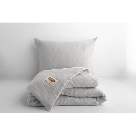 Literie mousseline 140x200 cm + 70x90 cm gris clair