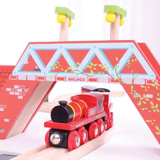 Locomotive Bigjigs Rail Red avec annexe + 3 rails