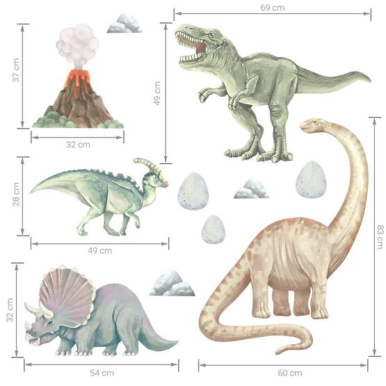Lot de stickers muraux - Dinosaures