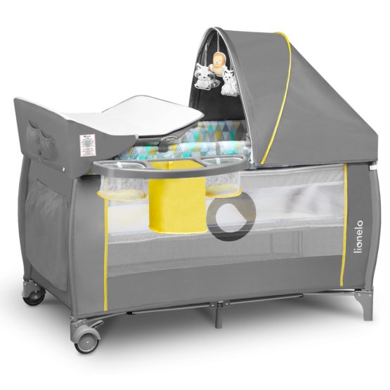 Lit de voyage LIONELO Sven plus - gris-jaune