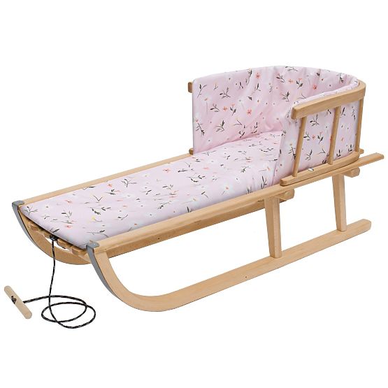 Luge en bois avec rembourrage - rose