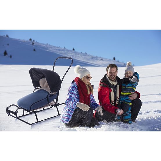 Luge pour enfants avec dossier et capuche - jeans / mélange