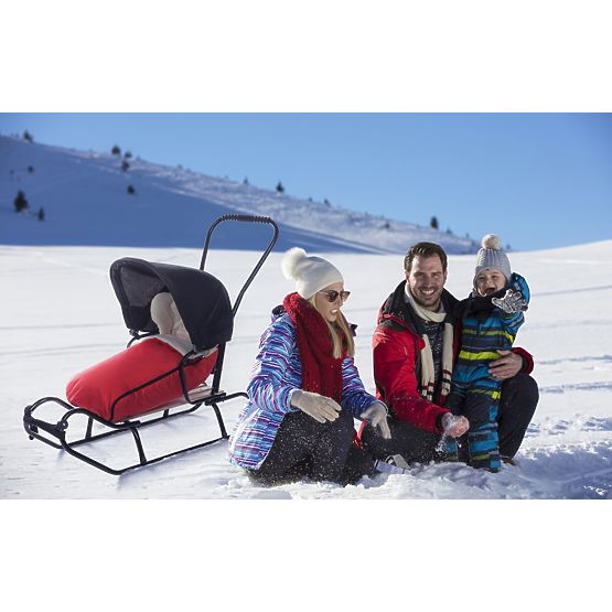 Luge pour enfants avec dossier et capuche - rouge