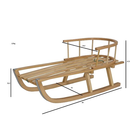 Luge Snowrider traditionnelle en bois