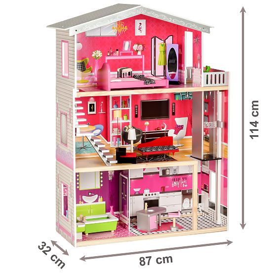 Maison de poupée en bois avec ascenseur Kayla
