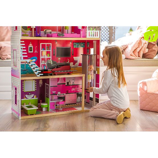 Maison de poupée en bois avec ascenseur Kayla