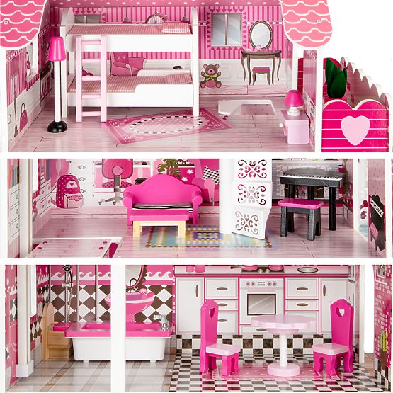 Maison de poupée en bois avec ascenseur Victoria