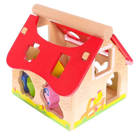 Maison en bois, ferme trieuse avec blocs ECOTOYS