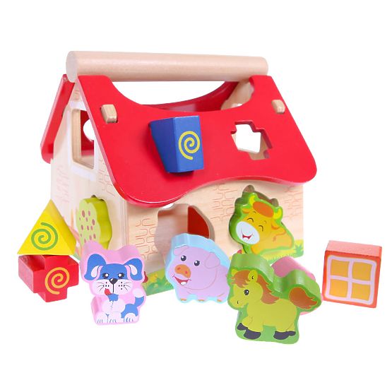 Maison en bois, ferme trieuse avec blocs ECOTOYS