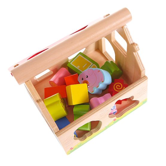 Maison en bois, ferme trieuse avec blocs ECOTOYS