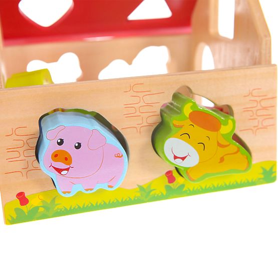 Maison en bois, ferme trieuse avec blocs ECOTOYS