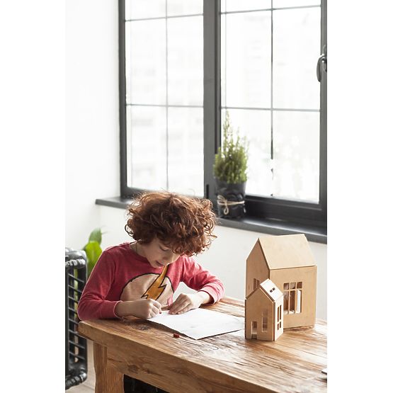 Maison magnétique en bois Montessori - naturel