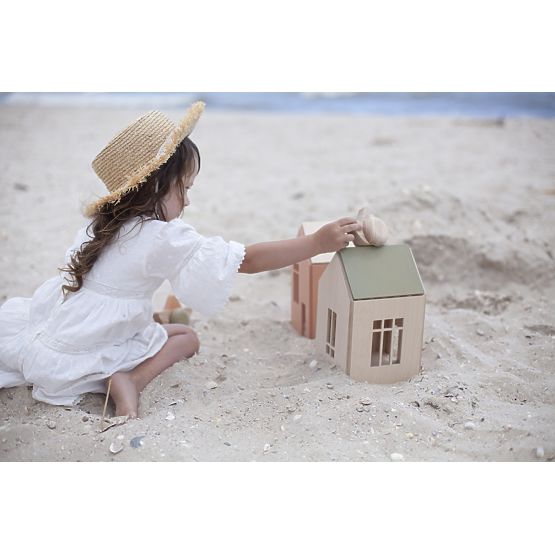 Maison magnétique en bois Montessori - rose