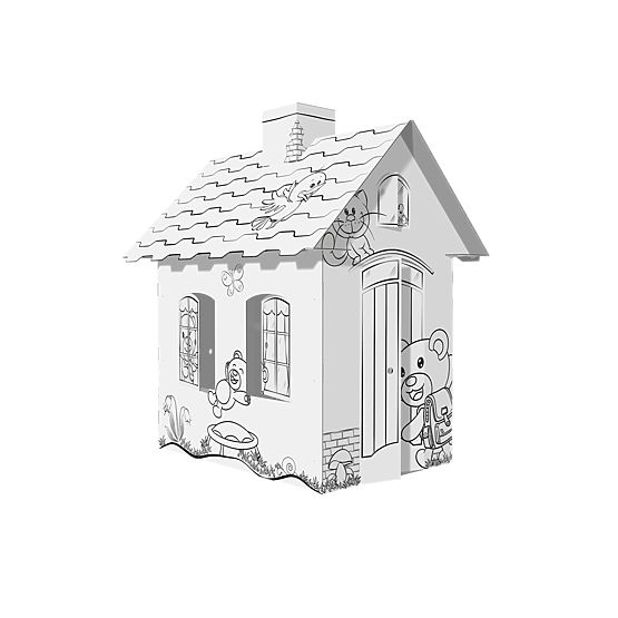 Maison pour enfants en carton avec une cheminée - Ours