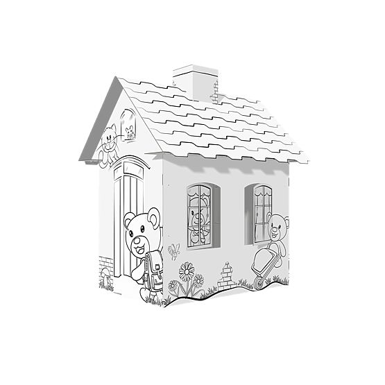 Maison pour enfants en carton avec une cheminée - Ours