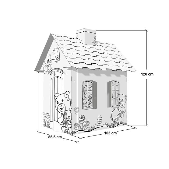 Maison pour enfants en carton avec une cheminée - Ours