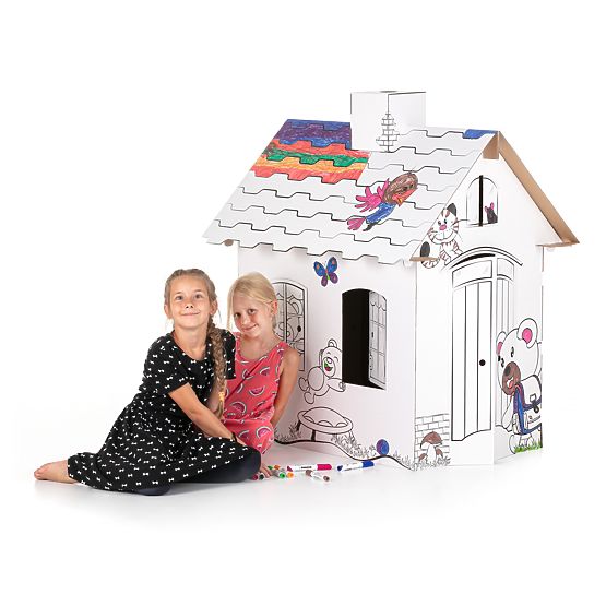 Maison pour enfants en carton avec une cheminée - Ours